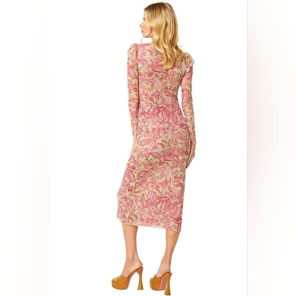 MISA Los Angeles Viviene Paisley Mesh Dress, Size XS, Pink/Green, NWT - Picture 4 of 11